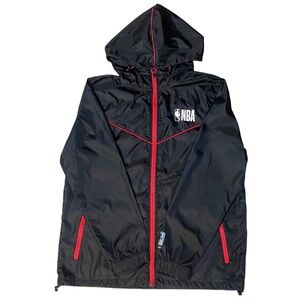 NBA Official 100% Polyester Black and Red Hooded Windbreaker Men’s Size Medium